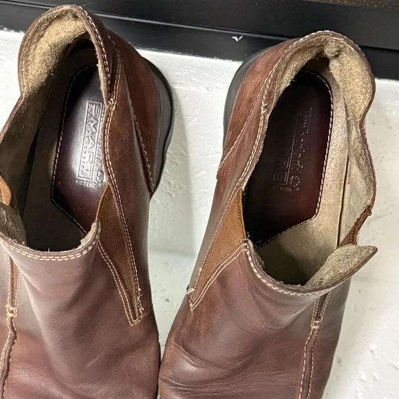 Timberland Brown Leather Ankle Boots Women’s Size 9 Smart Comfort Slip-On - Picture 7 of 16